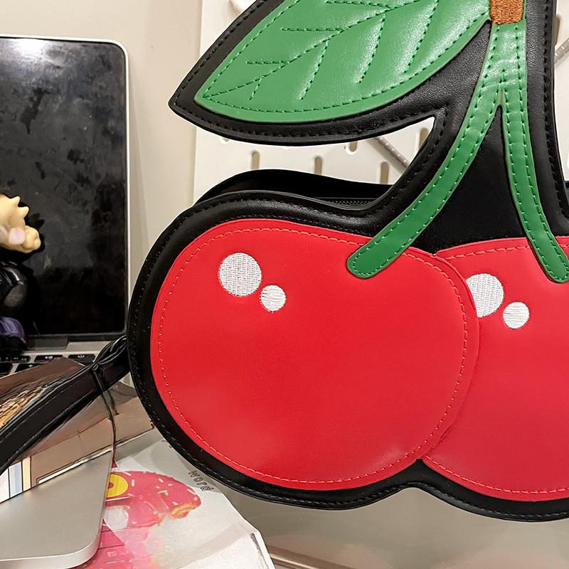 Kawaii Мода Сумка-клатч в форме вишни Женская Маленькая Вместимость Водонепроницаемая Красный Фрукт Сумки через плечо для женщин Креативная ПУ Сумка-кошелек на плечо