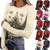 Женская зимняя приталенная футболка Модная повседневная с градиентным принтом с круглым вырезом пуловер с длинным рукавом топ