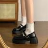 2025 Новые женские лоферы Мэри Джейн на толстой подошве, удобные академические черные кожаные туфли в британском стиле, модные лоферы для весны и осени