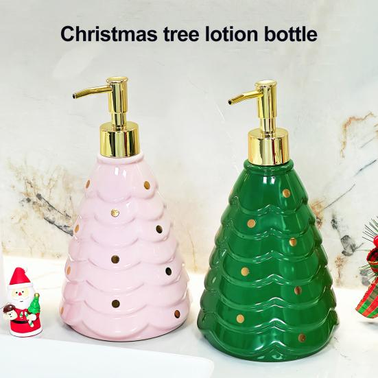 Рождественский дозатор для мыла, многоразовый, герметичный, декоративный флакон с помпой, праздничный рождественский дозатор для жидкого мыла в виде елки