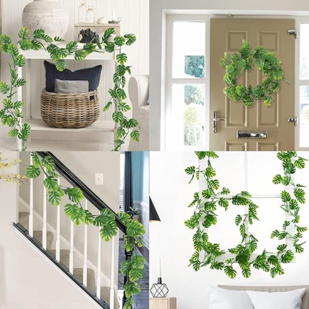 1Pc 1.8m Monstera Leaf Vine Artificial Plant Faux Plants Fake Plants Plastic Hanging Vine Fake Monstera Vine Fake Hanging Green Plants Indoor Ornament