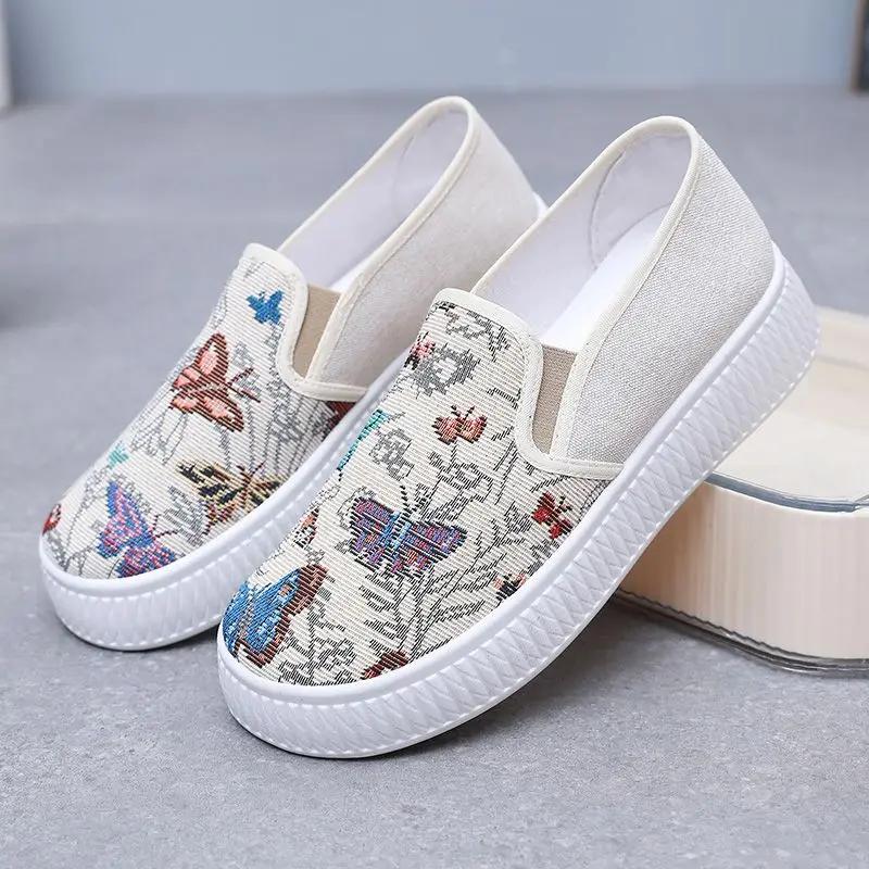 Модная корейская мода Дышащие женские парусиновые туфли 2025 Новинка Стильные предложения Высокое качество Удобные и элегантные 39 Женская обувь