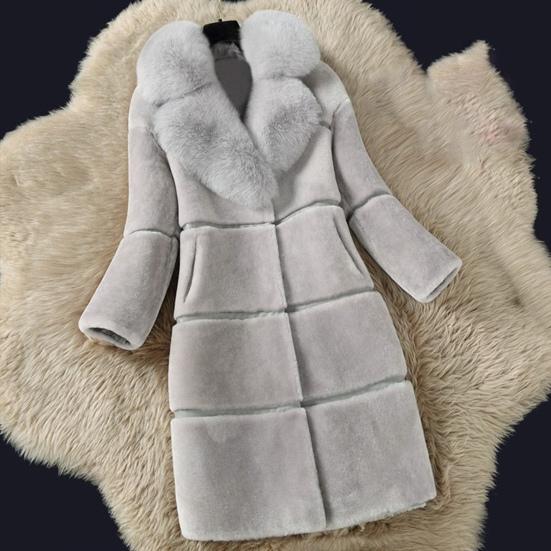 Пальто из искусственного меха с длинным рукавом, толстый зимне-осенний отложной воротник для офиса