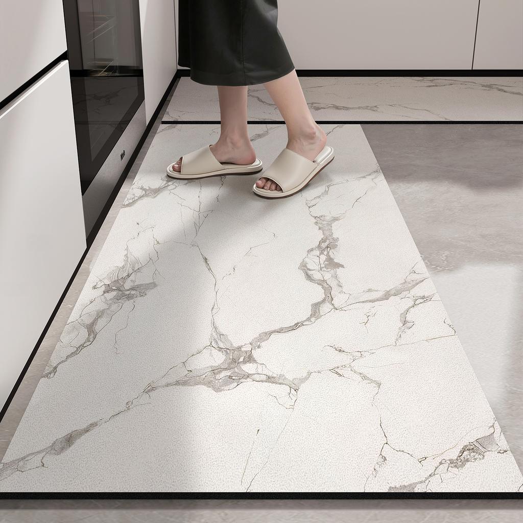 Кухонный коврик Водонепроницаемые ПВХ напольные коврики Домашний декор Ковер с мраморным принтом Нескользящий кожаный коврик Противоусталостные Alfombras De Cocina