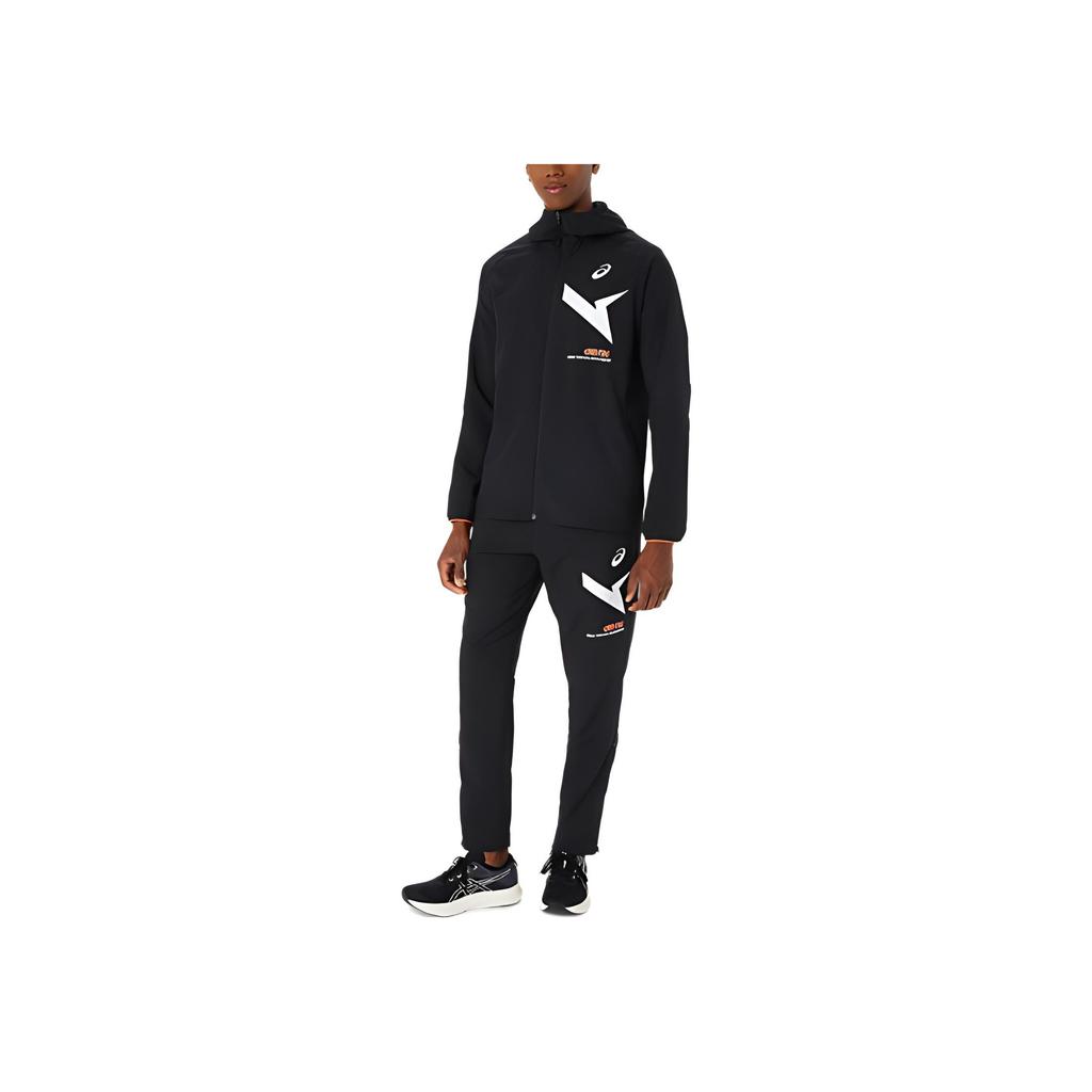 Asics Patterned Print Zip-Up Hooded Jacket Men Outerwear Black 2031E534-001