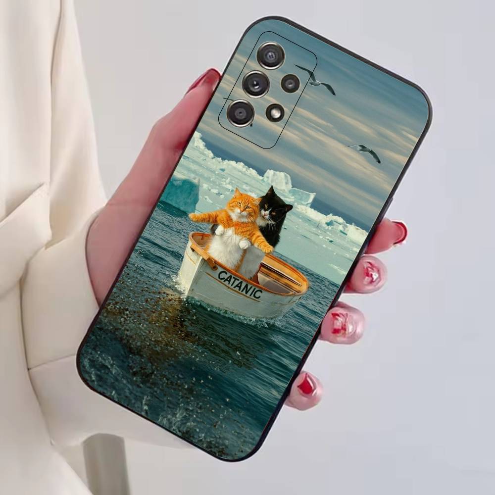 Кошачьи мемы F-Смешной милый чехол для телефона для Samsung S25, S24, S21, S22, S23, S30, Ultra, S20, Plus, Fe, Мягкий силиконовый черный чехол