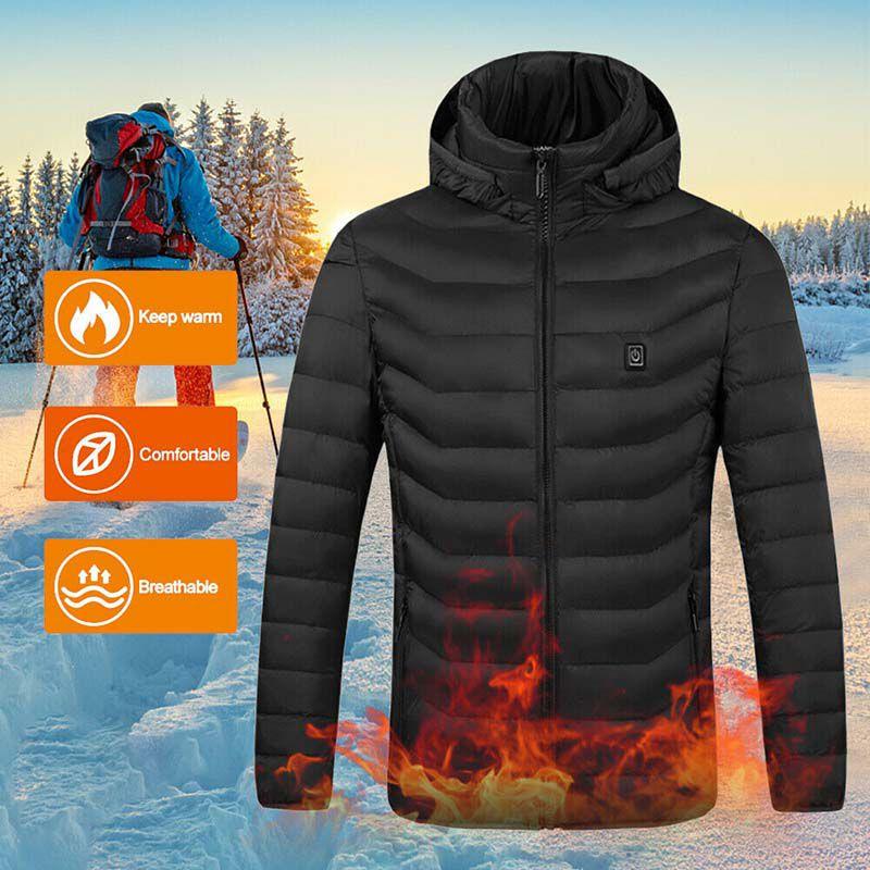 Thermal Winter Electric Usb Padded Coat Battery Heated Hoodie Jacket Warmer Body