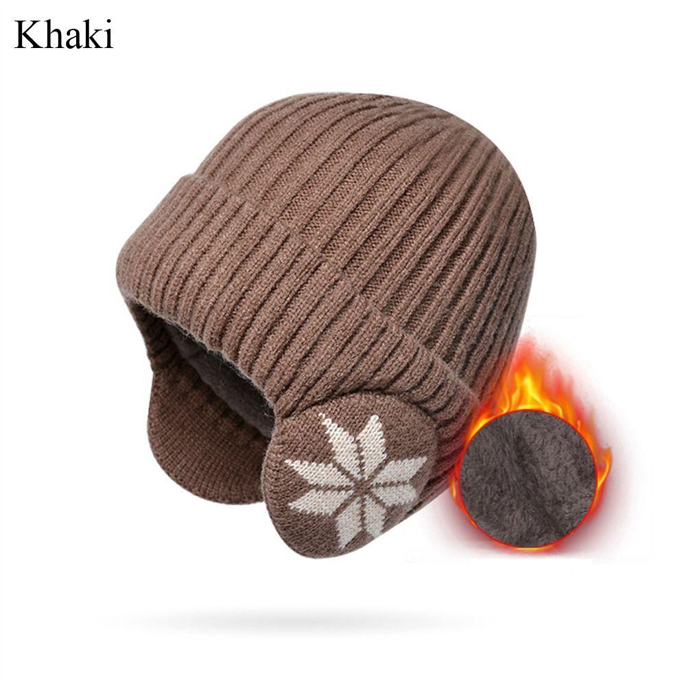 Thickened Plain Hats Windproof Ski Beanie Hat Casual Knitted Hat Winter