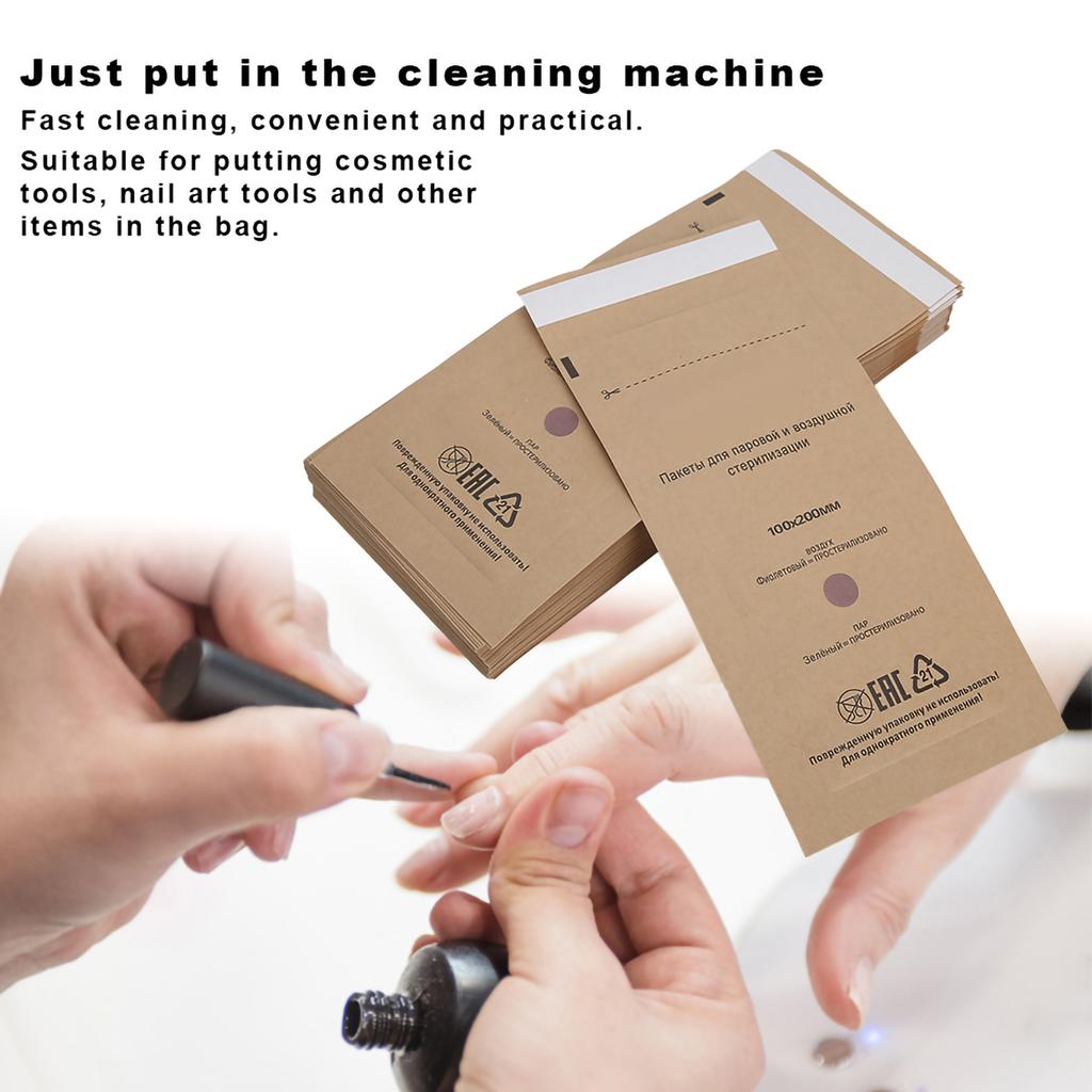 100 шт одноразовых сумок для чистки косметических инструментов для нейл-арта, сумка для УФ-очистителя, 100 x 200 мм