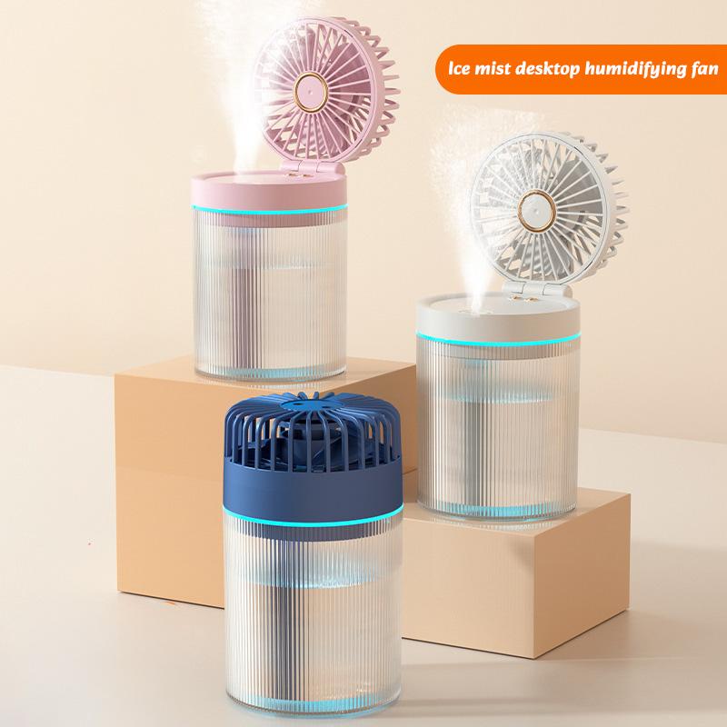 Humidification Fan Water Cooling Fan USB Mini Small Fan Desktop Fan 2024 Summer New Home Foldable Cold Air Humidifier Spray Fans