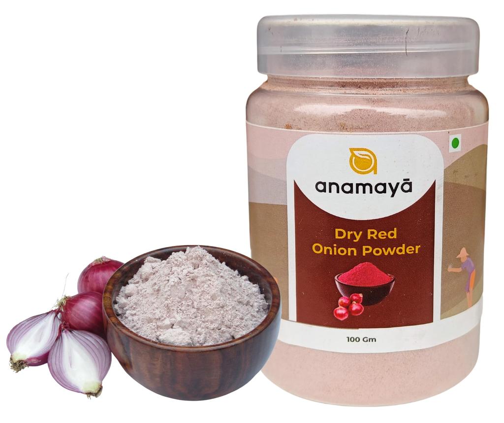 Anamaya Dry Red Onion Powder | Natural Red Onion Powder , Dehydrated , Simplifies Cooking & helps in Hair Growth | Laal Pyaz ka powder | No more
