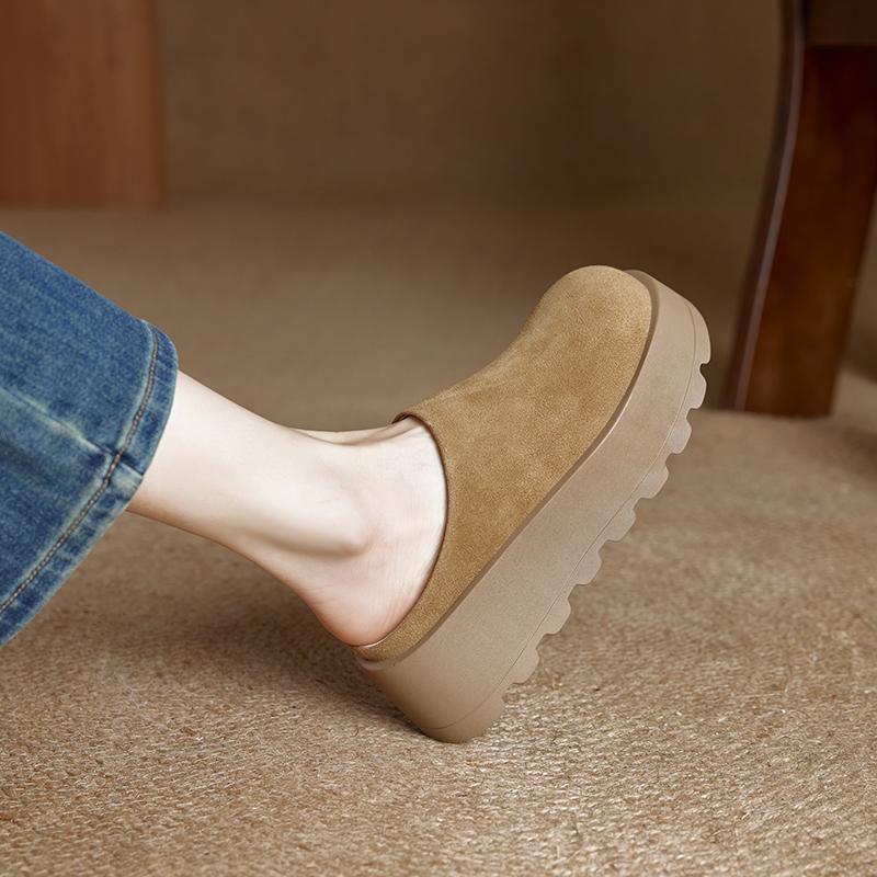 Женские тапочки Мюли на толстой подошве для женщин с закрытыми носками Удобные полутапочки большого размера для женщин