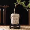 Resin Buddha Head Flower Pot Desktop Ornament Planter Statue Style Succulent Planter Modern with Drainage Hole Plant Container