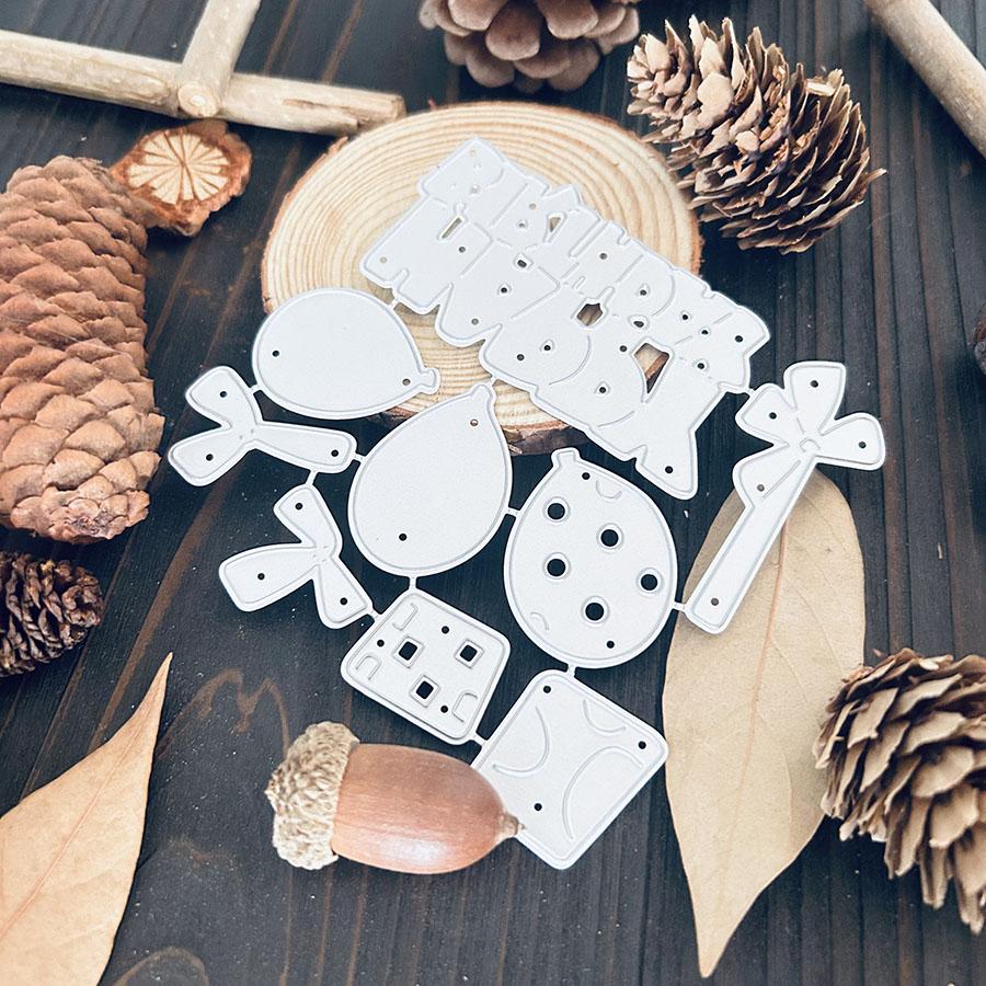 Balloons and Happy Birthday Metal Cutting Dies Set for DIY Scrapbooking Greeting Card Making Paper Embossing Craft