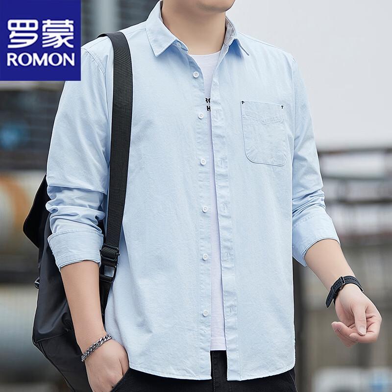 ROMON Men's Spring/Autumn Casual Cotton Shirt Jacket
