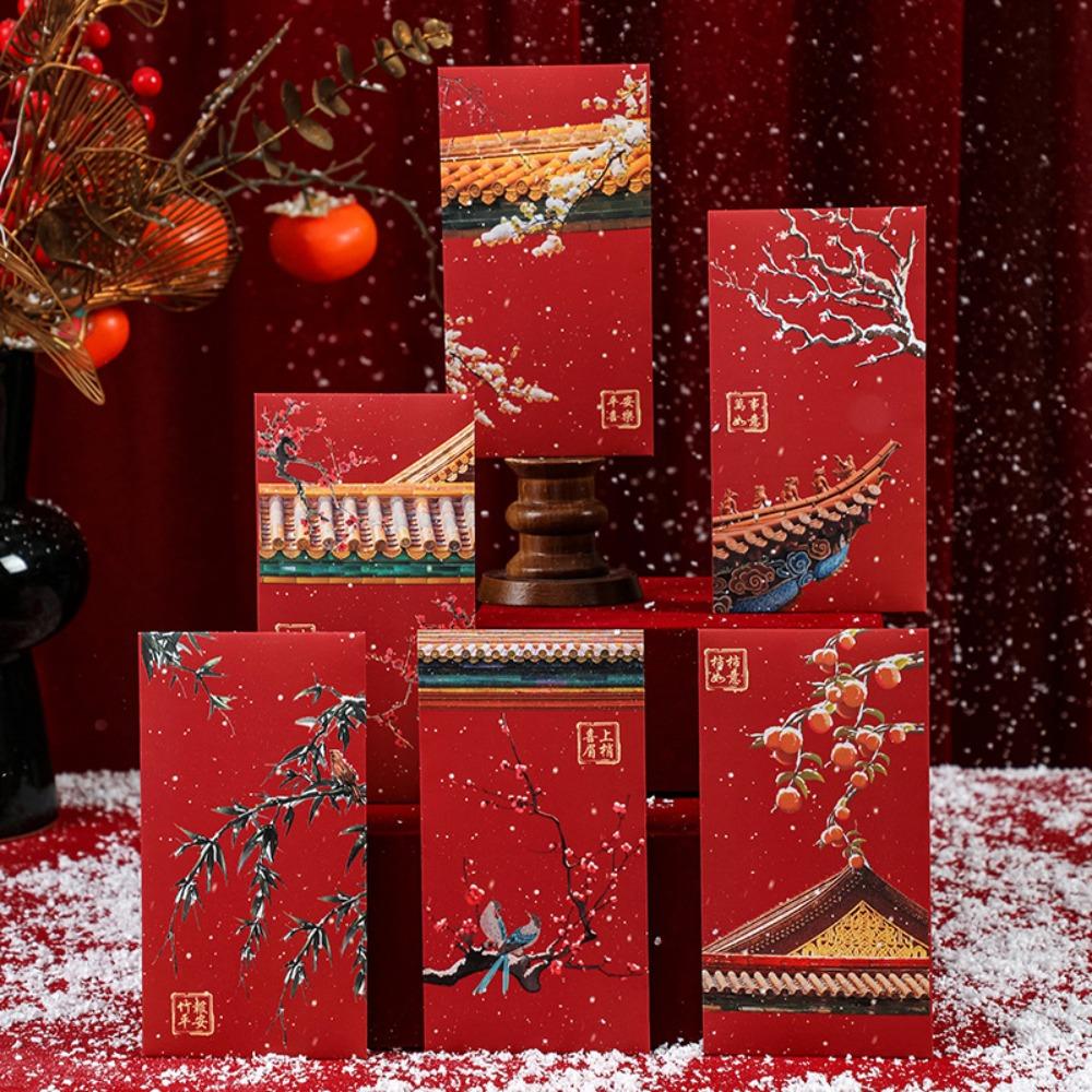 Snow Scene 2025 Lucky Money Bag Solid Red Packet Creative Forbidden City Red Envelope  Wedding