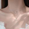 Simple Double Layer Star Moon Pendant Necklace Light Luxury Inlaid Diamond Clavicle Chain For Women Jewelry