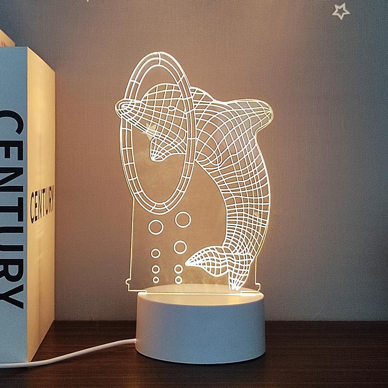 3D-светодиодный ночник: Креативный прикроватный светильник для защиты глаз в спальне, питание от USB, энергосберегающий, идеально подходит для общежитий и девочек.
