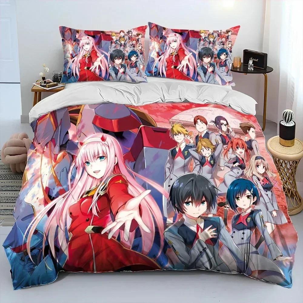 3D Zero Two Darling In The Franxx Аниме Одеяло Комплект Постельного Белья Пододеяльник Комплект Постельного Белья Покрывало Наволочка Комплект Постельного Белья Королевского Размера