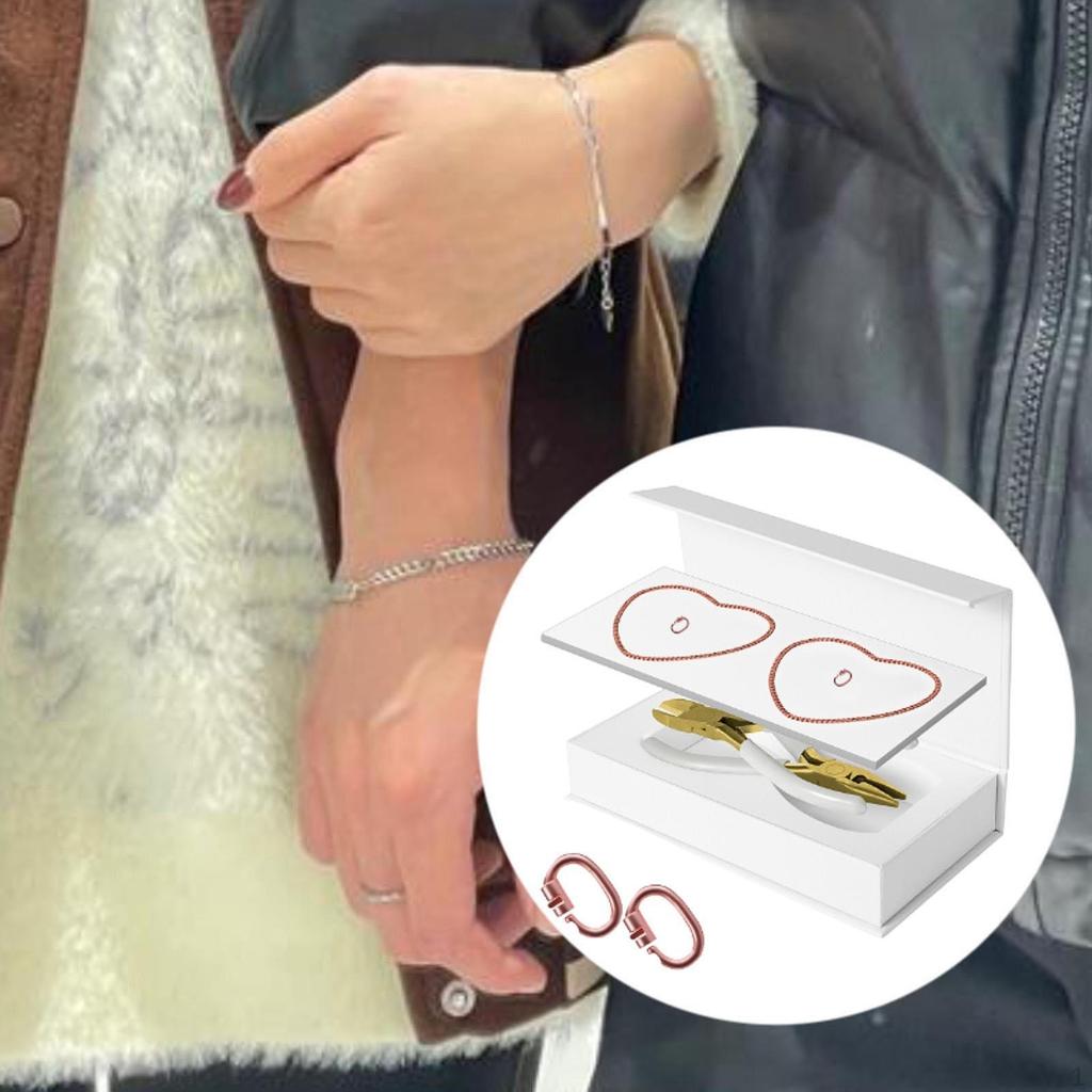 2шт. Набор постоянных браслетов для пар, запертые на руку цепочки, изготовление браслетов своими руками для