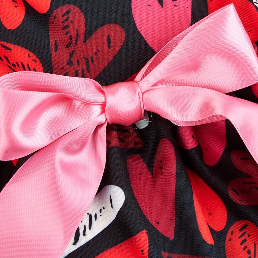 Dog Dress for Small Dogs Costume FEELING LOVED Printed Puppy Clothes with Bowknot Tulle Doggie Pet Cat Comfort Clothes Apparel V