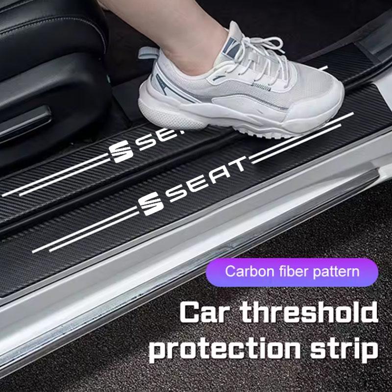 UQKX7 Carbon Fiber Car Door Sill Sticker Trunk Bumper Protective Sticker For Seat Leon Ibiza Alhambra Exeo Altea Arona Mii Accessories