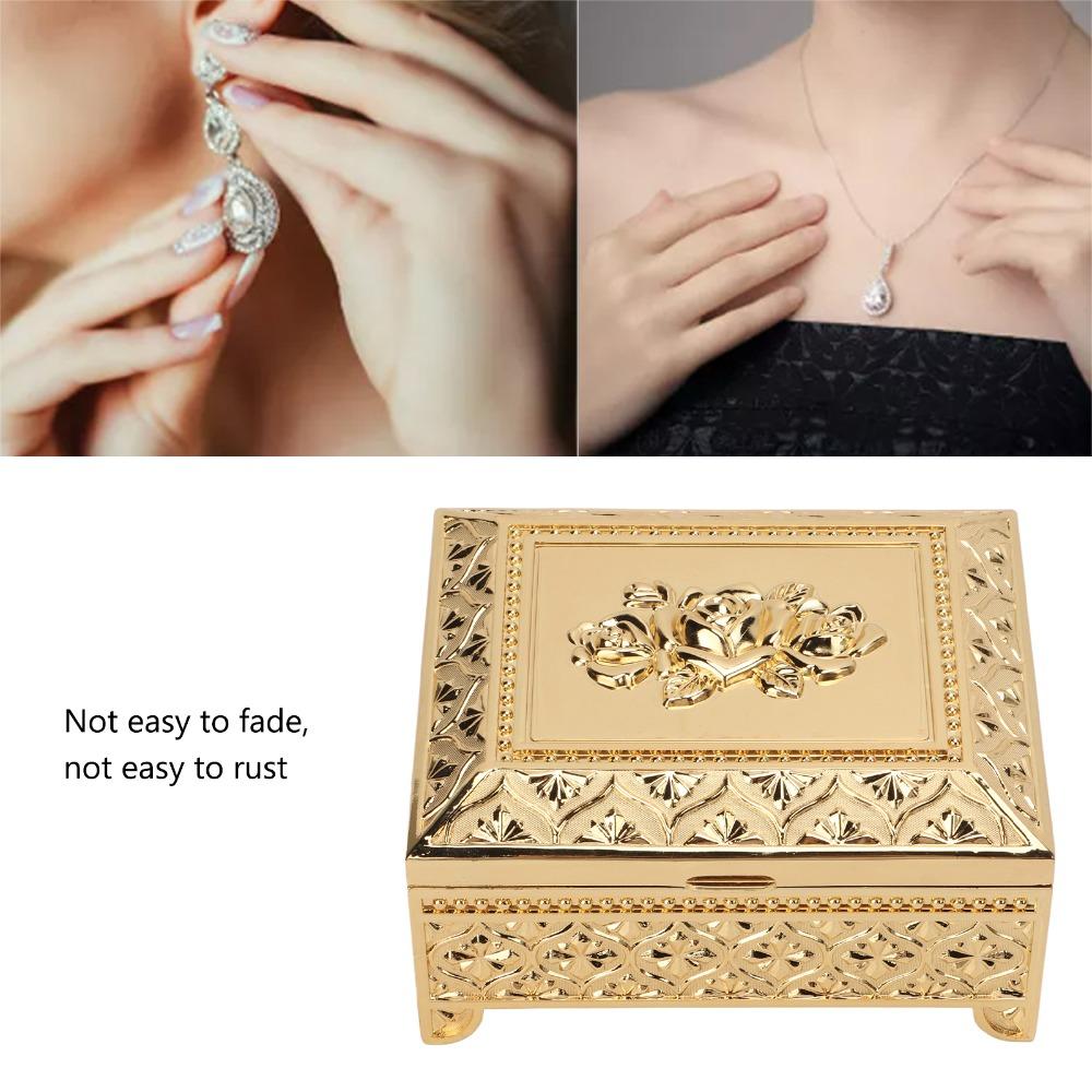 Gold Jewelry Storage Box Zinc Alloy Decorative Box Jewelry Boxes Trinket Box Jewelry Storage