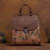 Vintage Embossed Backpack Genuine Leather Women Bag Chinese Style Floral Natural Soft Cowhide Ladies Travel Bags