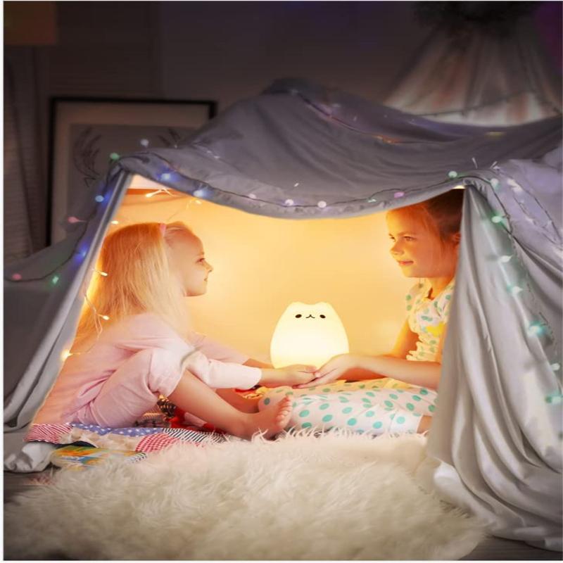 4.5v 0.3w Silicone Cute Cat Night Lights Portable Battery Powered 7 Color Table Lamp For Home Decor