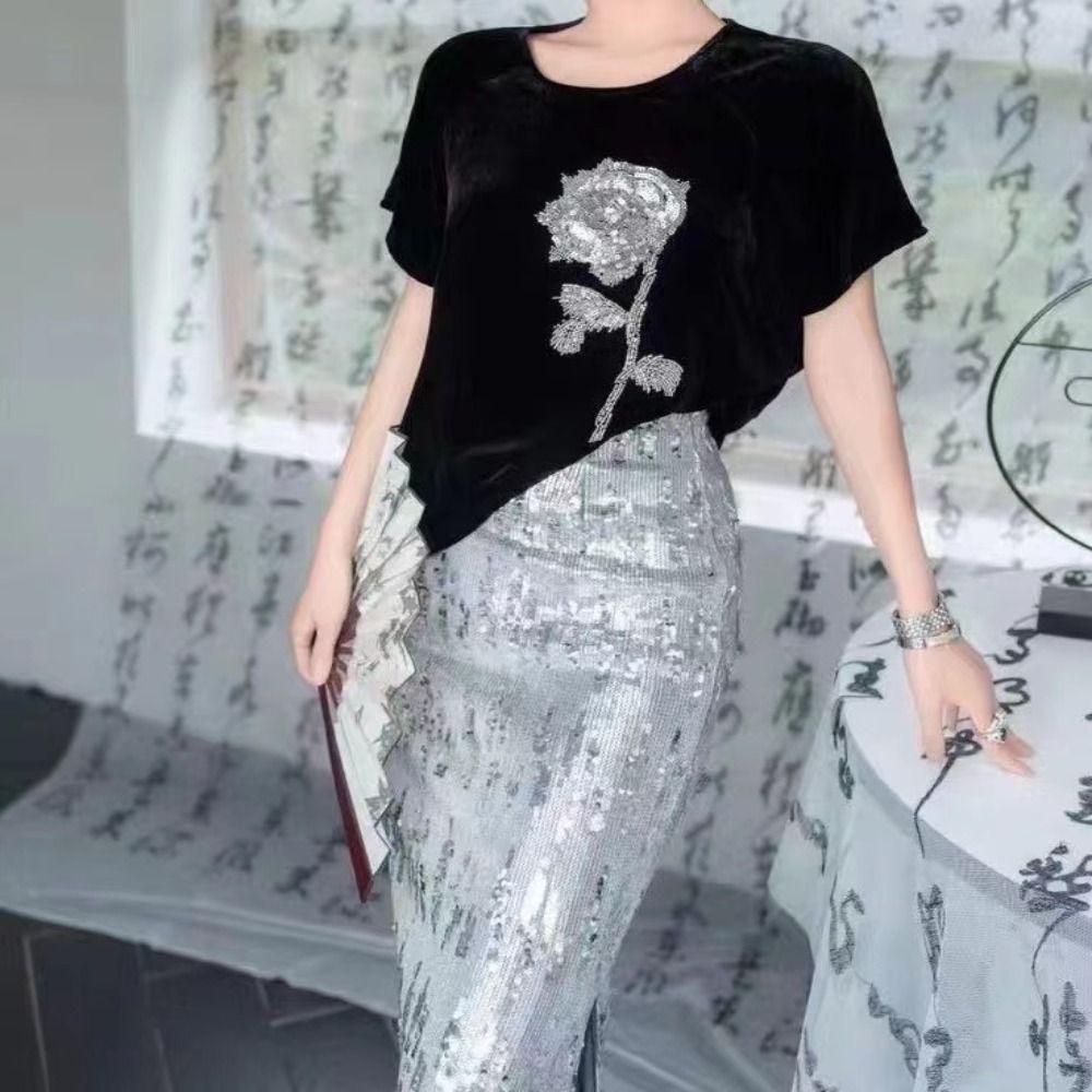 2PCS Handmade Sequin Rose Appliques Flower Clothing Applique Delicate Clothing Patches  Women