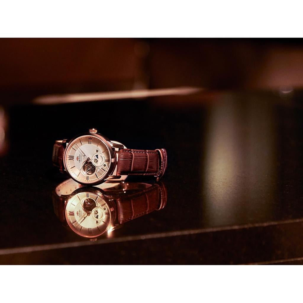 Orient Мужские часы SUN & MOON Automatic с фазами Луны, классический серебристо-белый циферблат, механические; Гарантия производителя включена