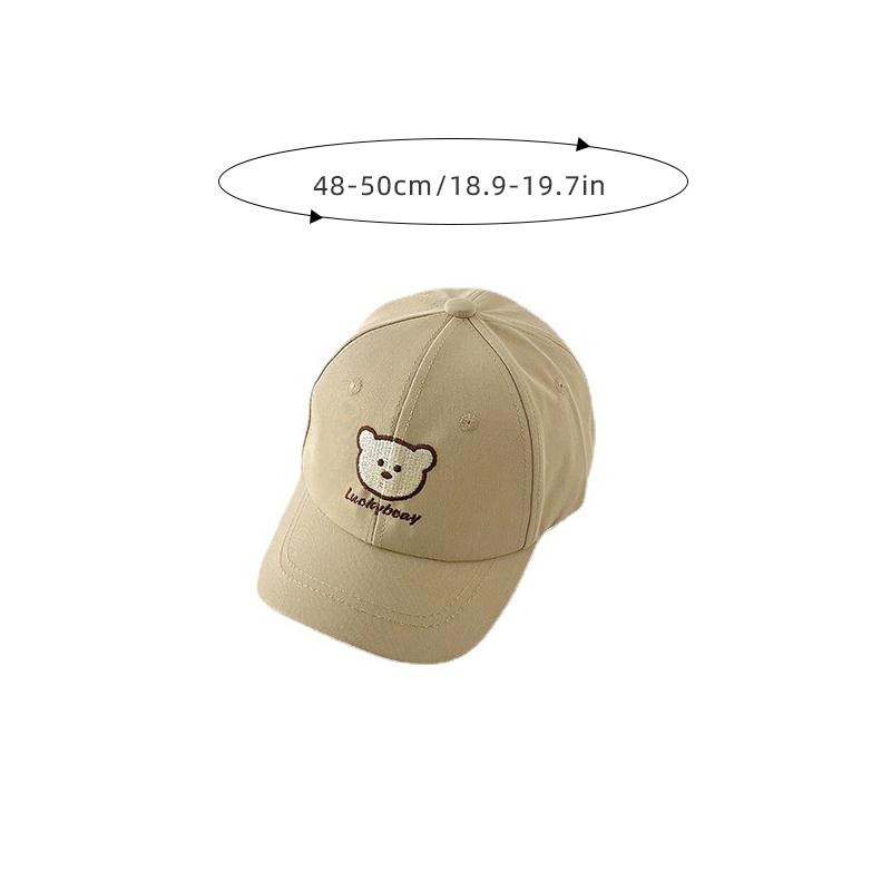 Summer Baby Baseball Cap Cartoon Bear Embroidery Toddler Kids Hat For Girls Boys Soft Cotton Adjustable Sun Hat