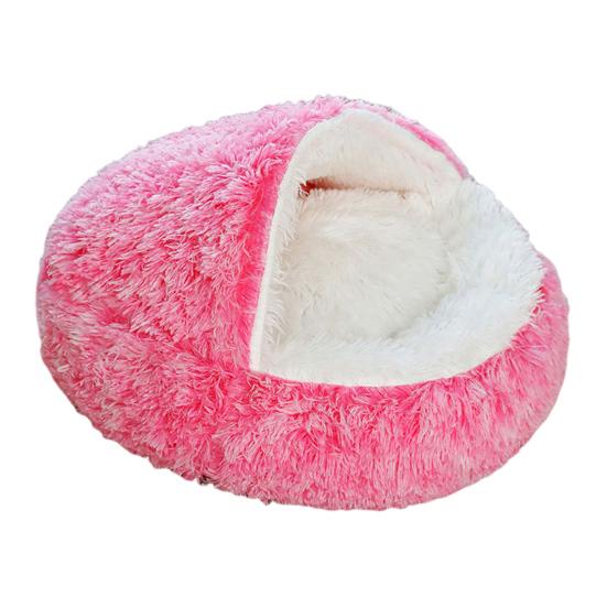 Теплый полузакрытый домик для питомца с плюшевой подкладкой, складной дизайн, нескользящее дно, снимающая стресс лежанка для питомца