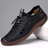 Summer Men's Leather Shoes Hollow Beef Tendon Soft Sole Casual Shoes Men's Casual Hole Shoes Breathable Leather Sandals