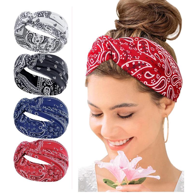 Bohemian Floral Cross Headband for Sports, Running, and Makeup