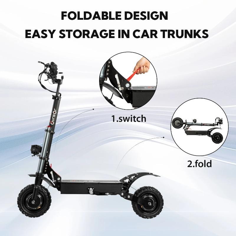 TOURSOR E5B Foldable Electric Scooter for Adults 6000W Motor 85km/h Speed 120km Range 60V40AH Battery 11-inch Off-road Tires
