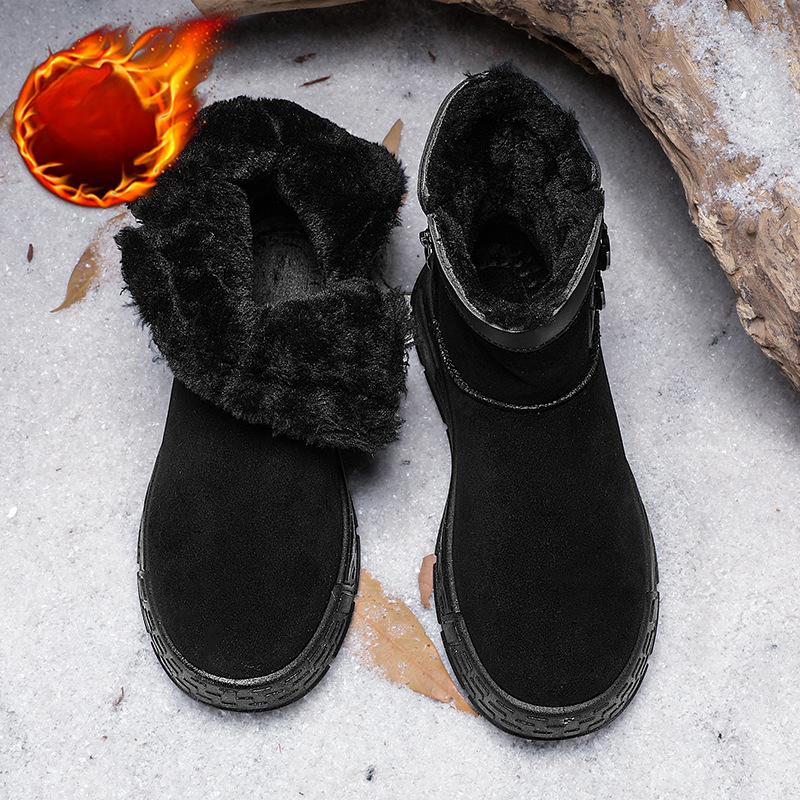 Зимние ботинки для мужчин. Теплые пушистые полусапожки из искусственной замши с подкладкой из искусственного меха. Мужская нескользящая обувь для ходьбы с высоким берцем. Удобные короткие мини-сапожки.