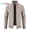 Вязаный кардиган, мужской флисовый повседневный свитер с воротником-стойкой, зимняя теплая куртка для мужчин