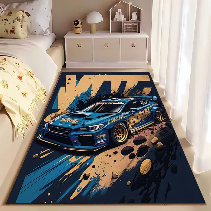 Racing Car with Bold Graphics suitable as a non-slip mat for the living room or bedroom sofa