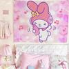 Милый Гобелен Sanrio My Melody Кавайный Принт с Кроликом Настенное Украшение для Комнаты Подростка Комнаты в Общежитии Несколько Размеров