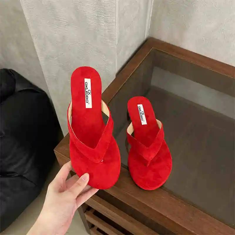 Новые летние женские повседневные шлепанцы с перемычкой между пальцами, женские удобные уличные пляжные отпускные балетки, шлепанцы