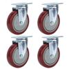 4PCS Heavy Caster 360 Degrees  Rotation Plate PU Universal Wheel for Furniture Shopping Cart5in 250lb