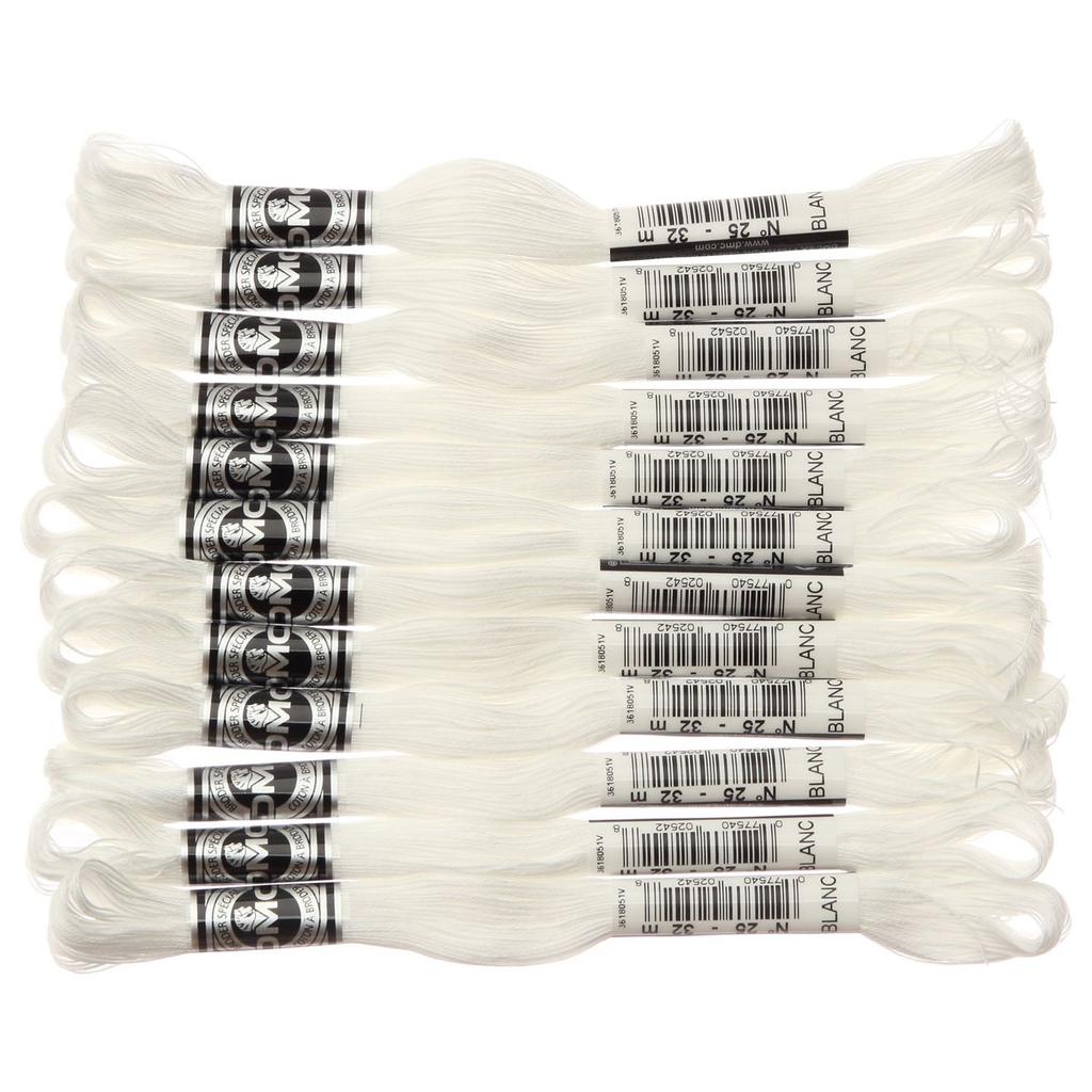 Нитки для вышивания DMC Abroder 12 DMC10725B #25, 32 м, мотки, #BLANC, Белый,