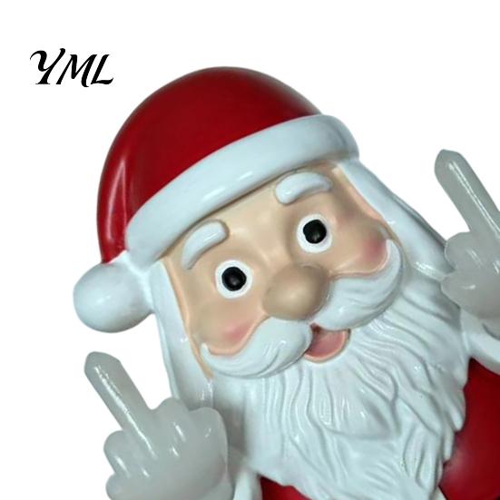 Whimsical Gifts for Colleagues Christmas Middle Finger Light, Naughty Santa Claus Reindeer Giving Lamp with LED Decorative Tabletop Night Light