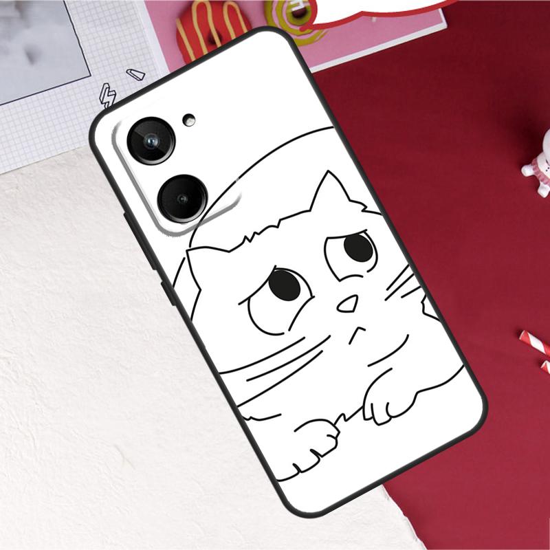 Забавный Милый Кот Лайн-Арт Для Realme 10 11 12 13 14 Pro Plus GT6 GT7 15 Pro C61 C67 C63 C71 C55 C51 C65 C53 C75 Чехол