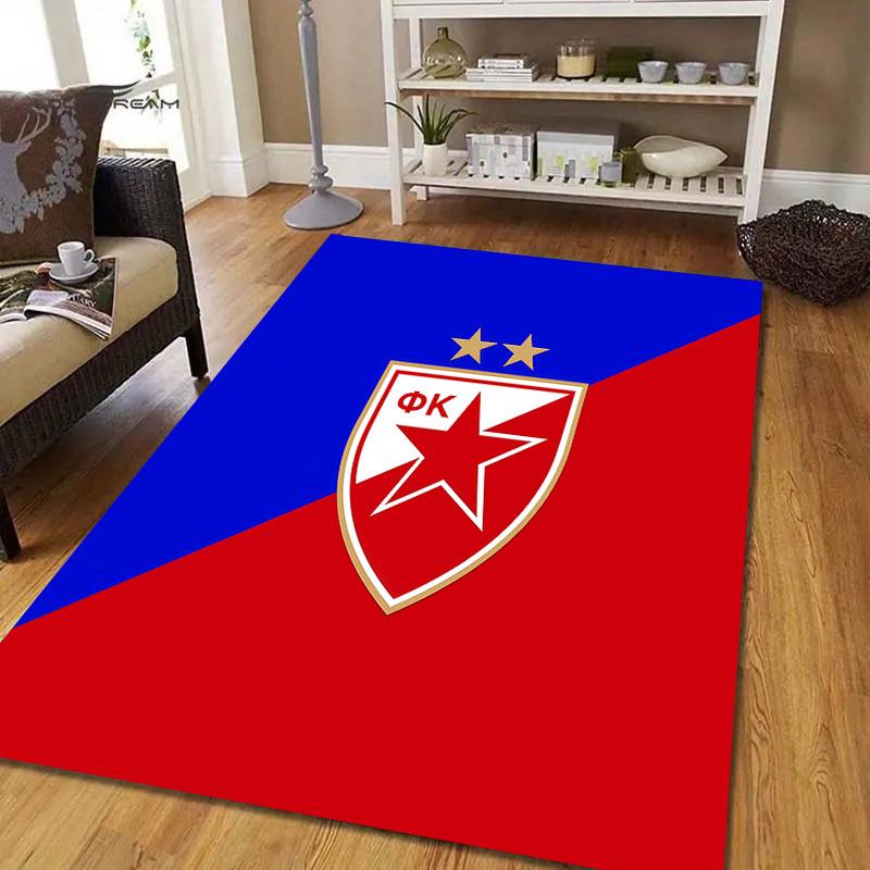 Crvena zvezda2 Flannel Pattern Square Carpet,Area Rug,Carpet Rug for Living Room Bedroom Sofa Playroom Decor,Non-slip Floor Mat