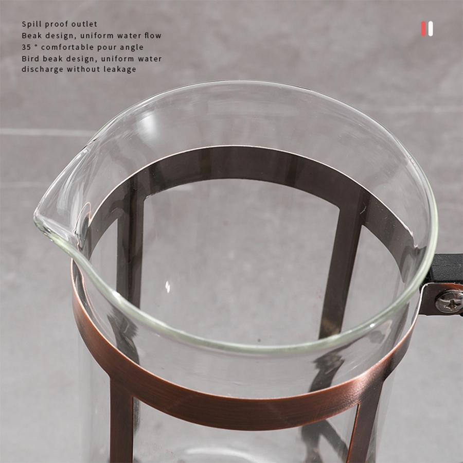 French Press Coffee Maker Coffee Press Heat Resistant Borosilicate Glass Coffee Press Cold Brew Coffee Pot Tea Press for Kitchen