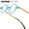 HEPIDEM Progressive Prescription Glasses Custom Anti Blue Myopia Optical Lenses Eyewear Men Women Acetate Small Round Eyeglasses