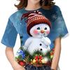 2024 Women Christmas T Shirt 3d Crew Neck Girls Short Sleeve Tops Korea Fashion Ladies Xmas T-shirts Oversized Womens Clothing