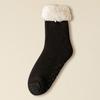 Men Winter Slipper Socks Fleece Lined Crew Socks with Grips Warm Fuzzy Non-Slip Cabin Socks for Home Lounging Indoor Wear